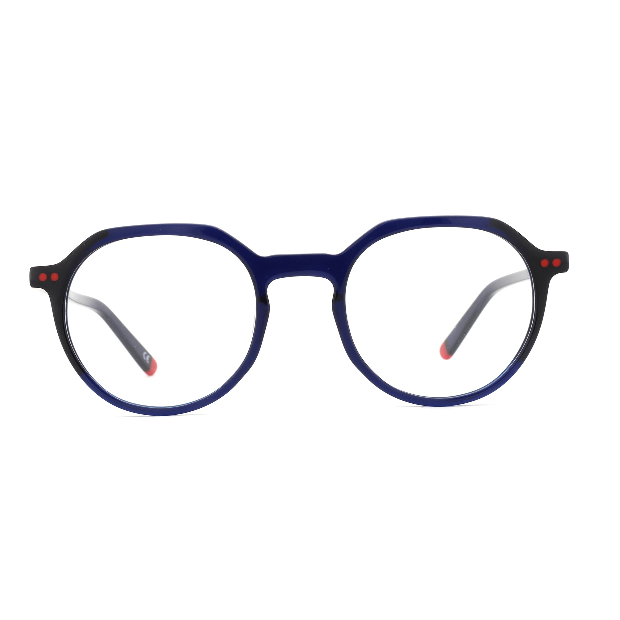 Zenottic Maryam navy blue acetate round eyeglasses with clear demo lenses