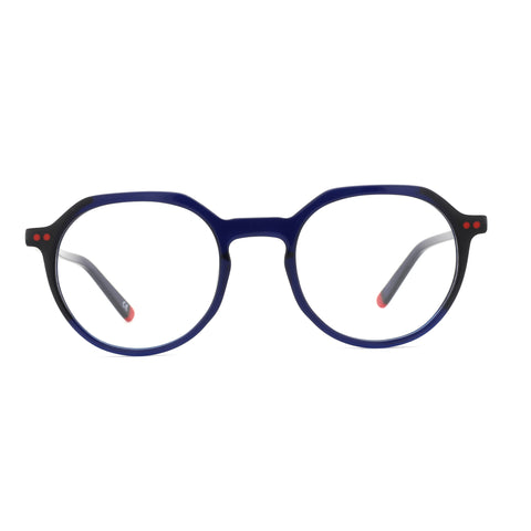 Zenottic Maryam navy blue acetate round eyeglasses with clear demo lenses