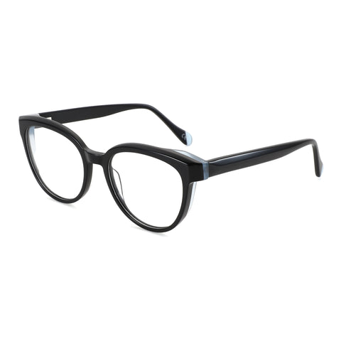 Black acetate round Zenottic Jessie eyeglasses with clear demo lenses