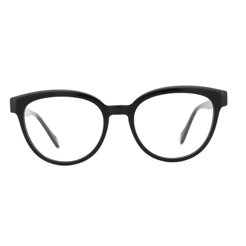 Black acetate round eyeglasses with clear demo lenses, Zenottic Jessie retro frame