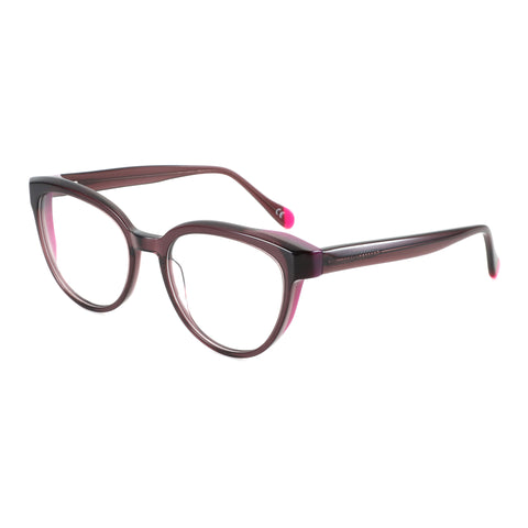 Zenottic Jessie vintage round acetate eyeglasses in dark brown with pink accents