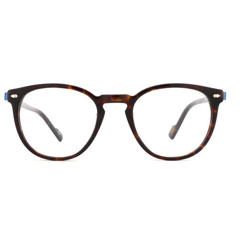 Tortoiseshell round acetate blue light eyeglasses with clear lenses