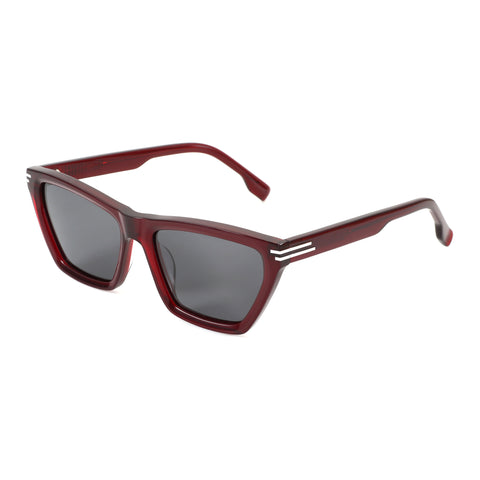 Red cat eye acetate sunglasses with dark UV-protection lenses for women