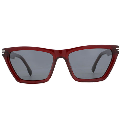 Red acetate cat eye sunglasses with gray lenses, Zenottic Mavis style