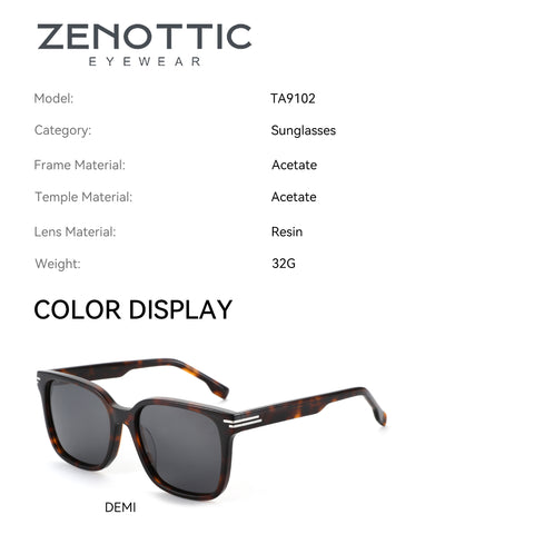 Zenottic Capps sunglasses in Demi color with acetate frame, model TA9102, square style.