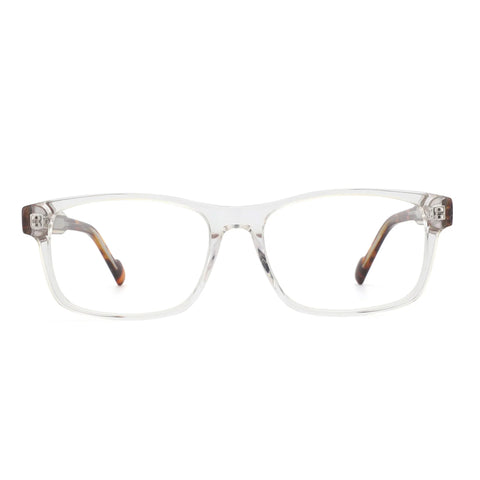 Zenottic Michaela clear acetate square eyeglasses with tortoise temples