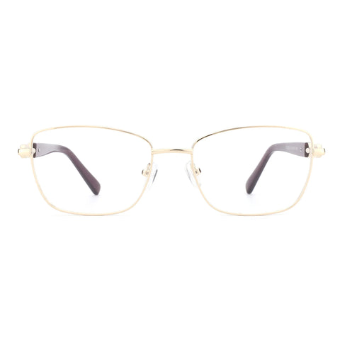 Zenottic Wynter gold metal rectangular blue light eyeglasses with clear lenses