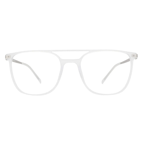White TR90 aviator blue light eyeglasses with clear lenses and metal temples
