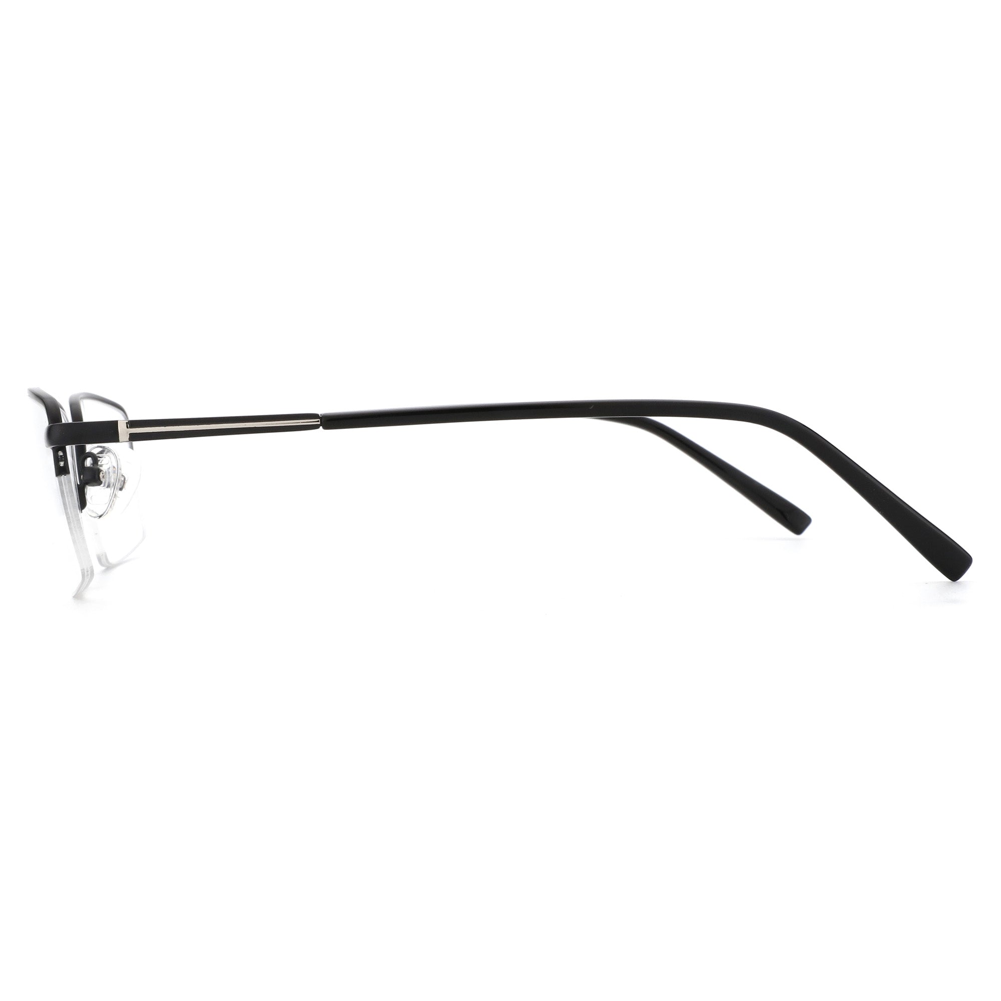 Zenottic Gordon eyeglasses with black metal frame and clear lenses, square shape