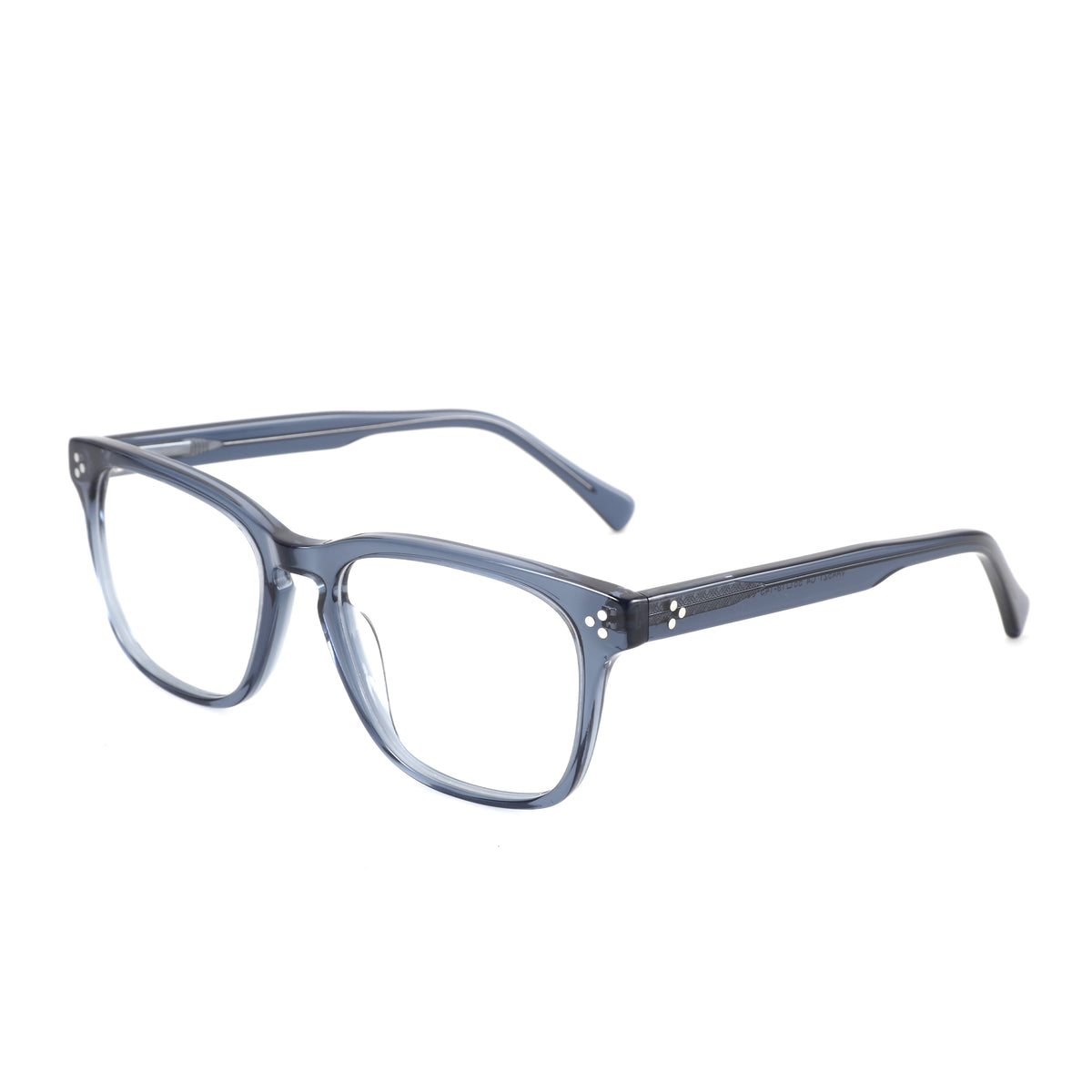 Zenottic Gustave square acetate eyeglasses in blue with silver accents on the temples.