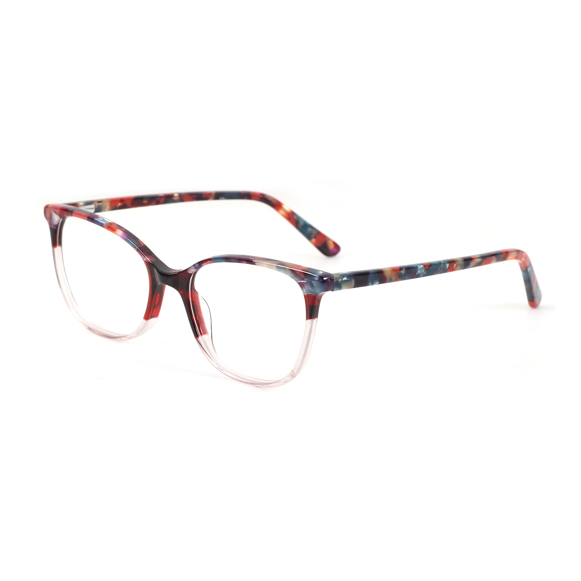 ZENOTTIC Okeah eyeglasses: multi-color marbled acetate round frame.