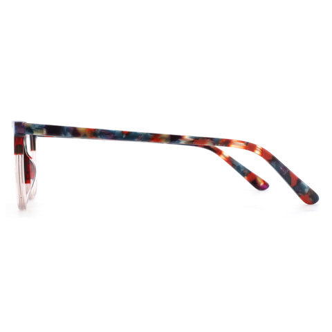 ZENOTTIC Okeah round acetate eyeglasses in multicolor pattern.