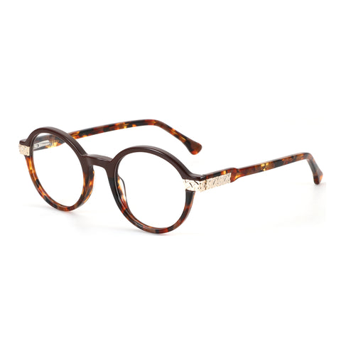 ZENOTTIC Augensten retro round acetate eyeglasses with tortoiseshell pattern.