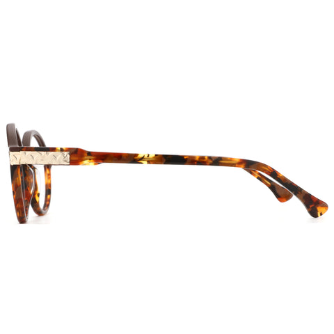 Retro round ZENOTTIC Augensten eyeglasses, tortoiseshell acetate, gold temple accents.