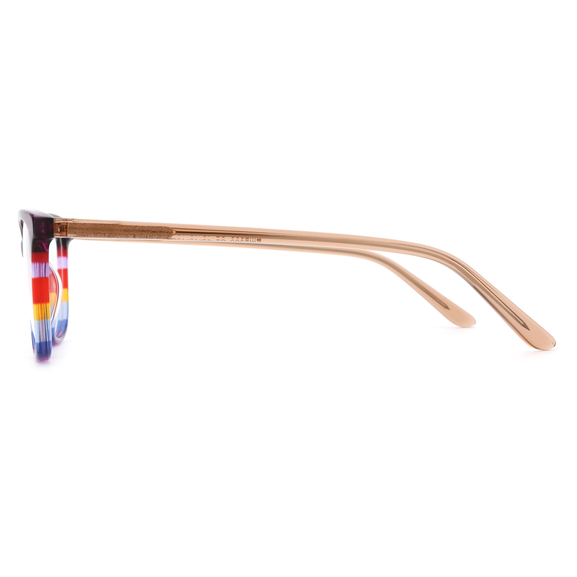 ZENOTTIC Adios ZM2505 C2 eyeglasses: colorful striped acetate front, gold temples.