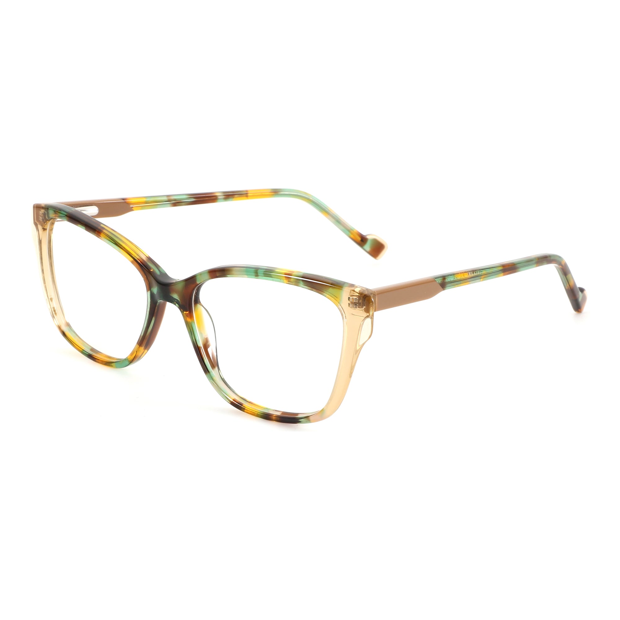 ZENOTTIC Alicia square eyeglasses, multi-color acetate frame, clear demo lenses