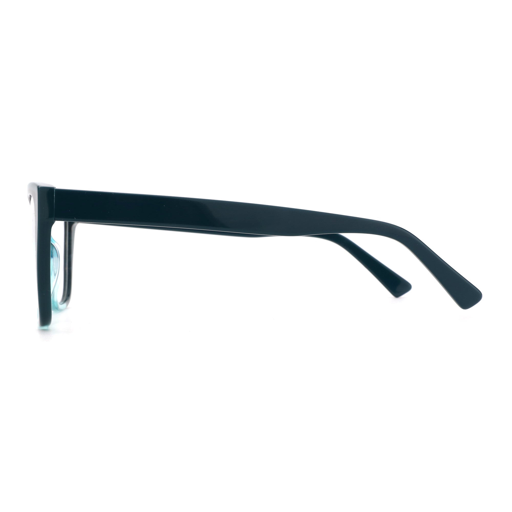 Zenottic Gezelligheid fashion square acetate eyeglasses, side view.