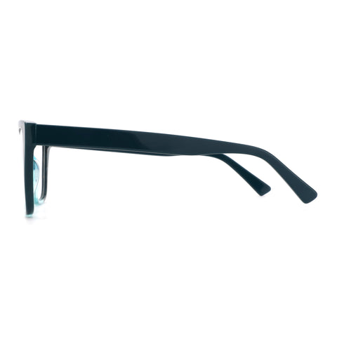 Zenottic Gezelligheid fashion square acetate eyeglasses, side view.
