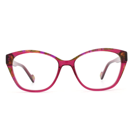 ZENOTTIC Adieudale women's fashion square pink acetate eyeglasses with colorful floral pattern.