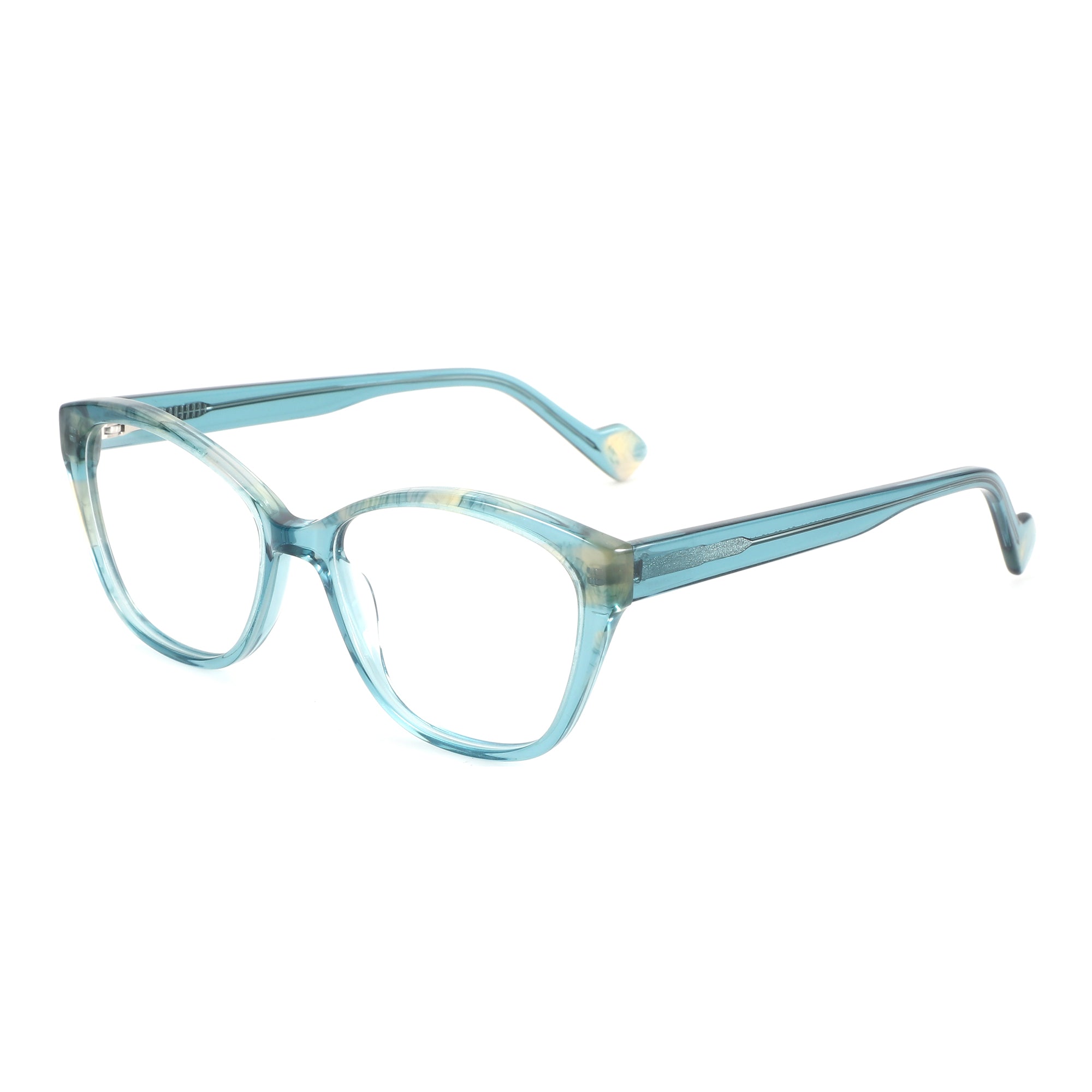ZENOTTIC Adieudale women's cat-eye eyeglasses in translucent blue acetate.