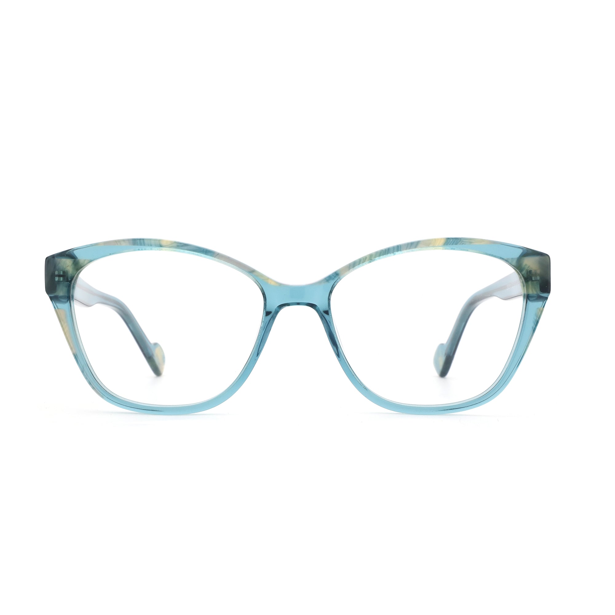 ZENOTTIC Adieudale blue yellow marbled acetate square frame eyeglasses for women