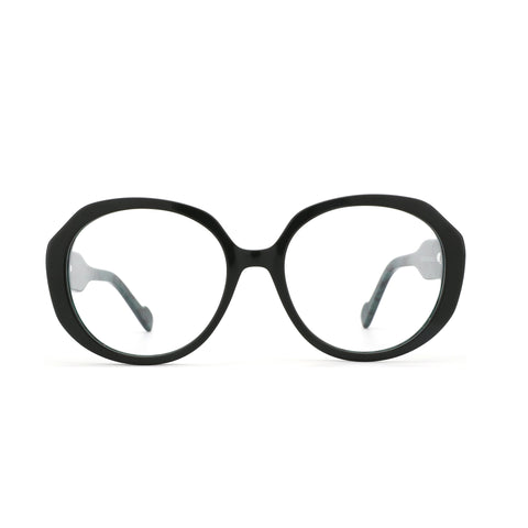 ZENOTTIC Serein black acetate full-rim round eyeglasses for women, featuring clear non-prescription lenses.
