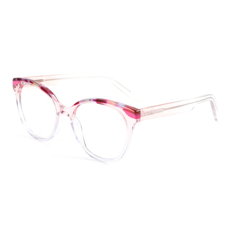 ZENOTTIC round acetate eyeglasses with pink & purple marbled front