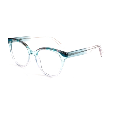 ZENOTTIC acetate round eyeglasses, teal frame with glitter detail