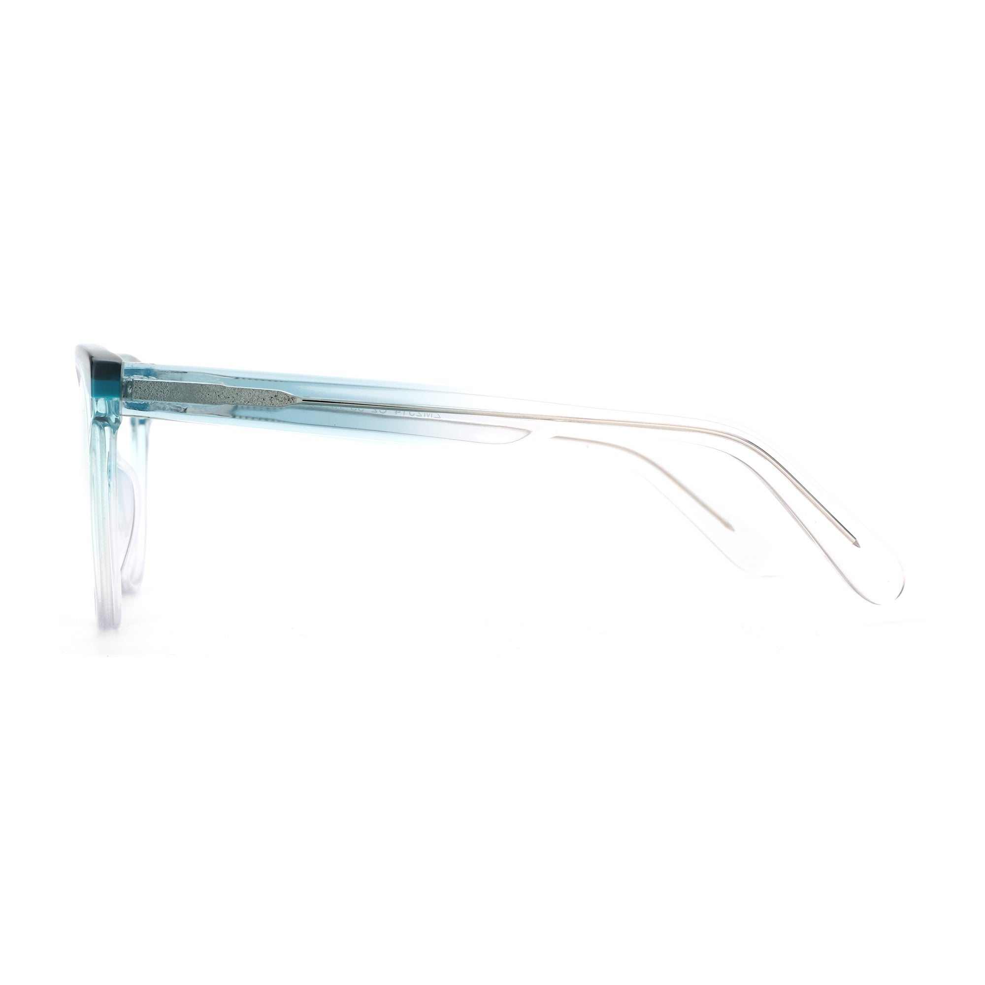 ZENOTTIC round acetate eyeglasses, light blue fashion frame, side view.