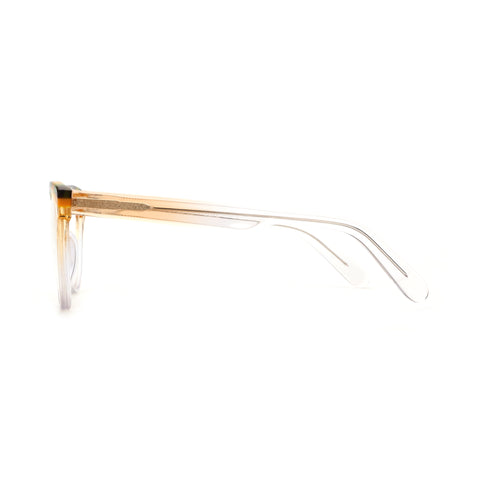 ZENOTTIC round acetate eyeglasses, amber gradient frame with subtle glitter detail