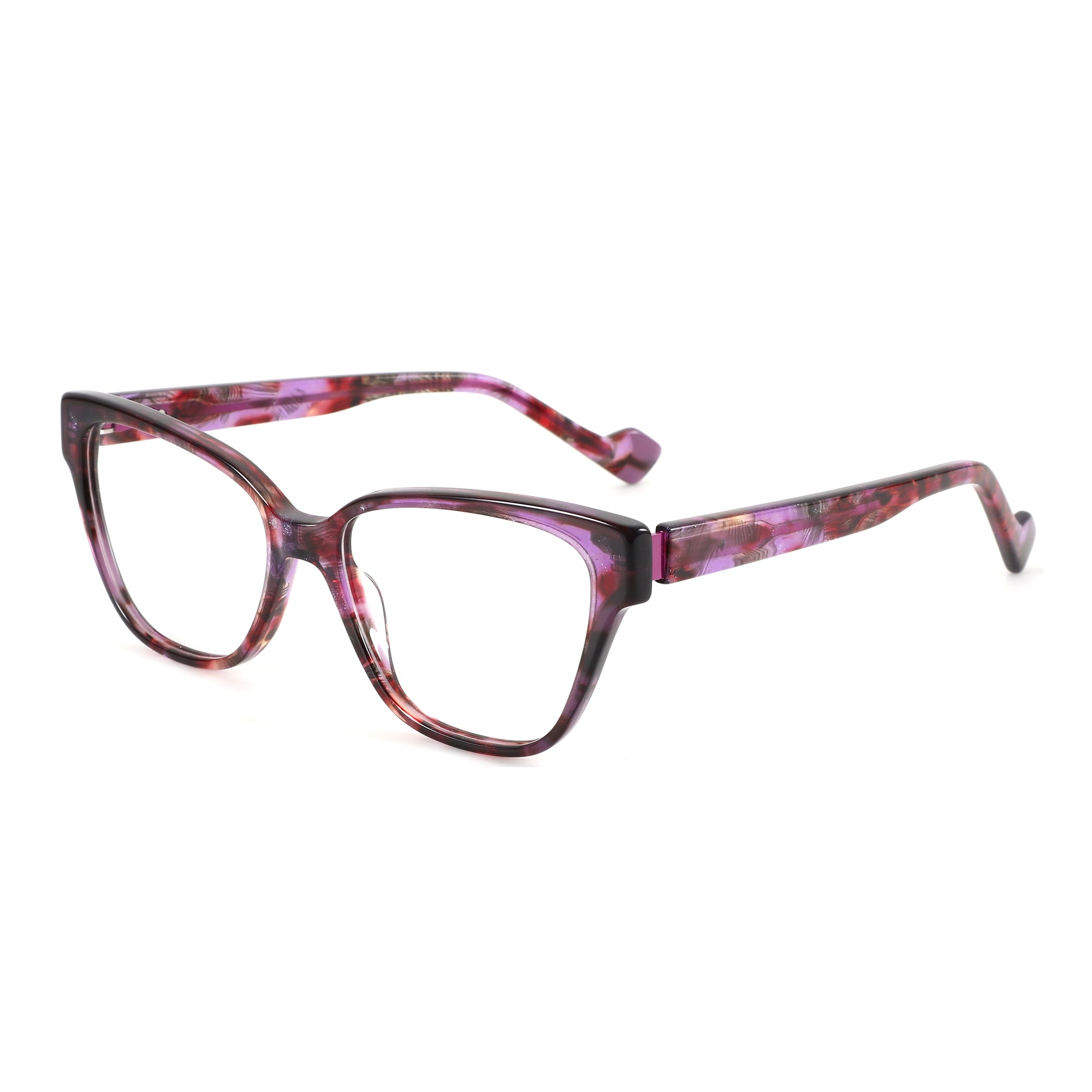 Zenottic Revive square acetate eyeglasses with a stylish purple marbled pattern.