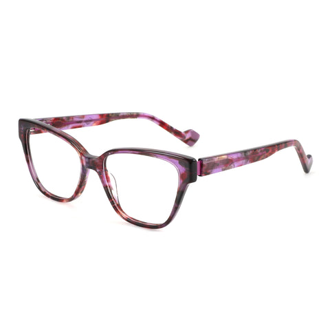 Zenottic Revive square acetate eyeglasses with a stylish purple marbled pattern.