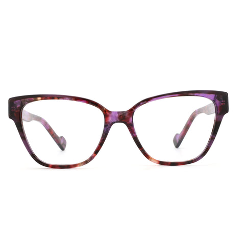 Zenottic Revive square eyeglasses: purple red marbled acetate frame