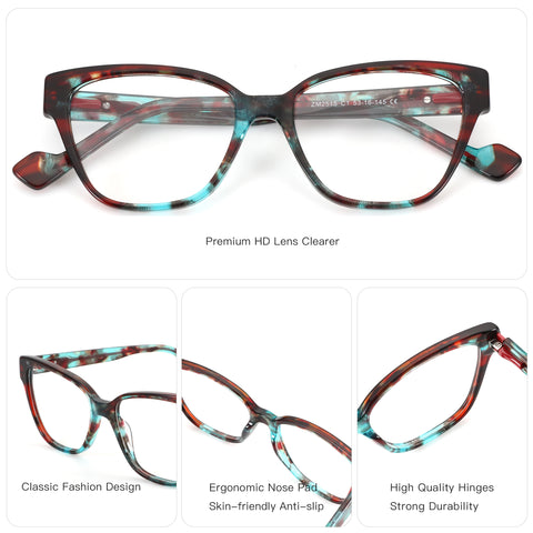 Zenottic Revive ZM2515 eyeglasses: multicolor acetate tortoise shell square frame.