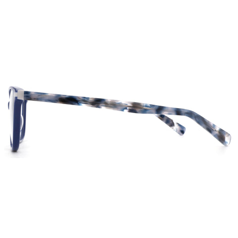 Zenottic Echo fashion square eyeglasses with blue acetate marbled temple