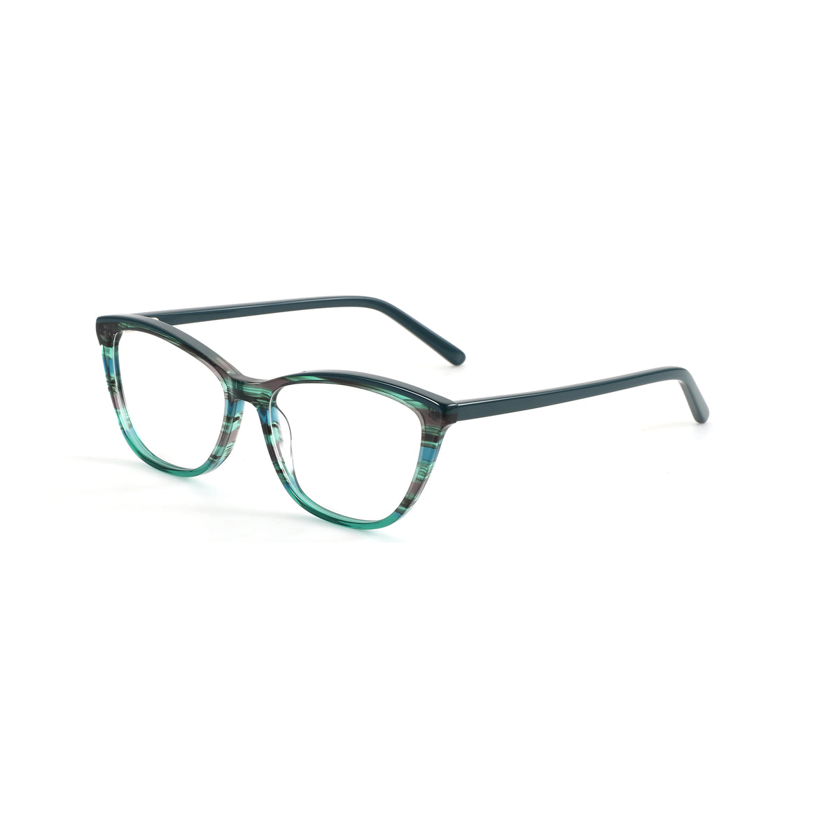 Zenottic Sphinx acetate fashion square eyeglasses with green multi-color stripes.