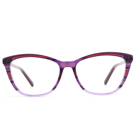 Zenottic Sphinx purple gradient striped acetate square eyeglasses.