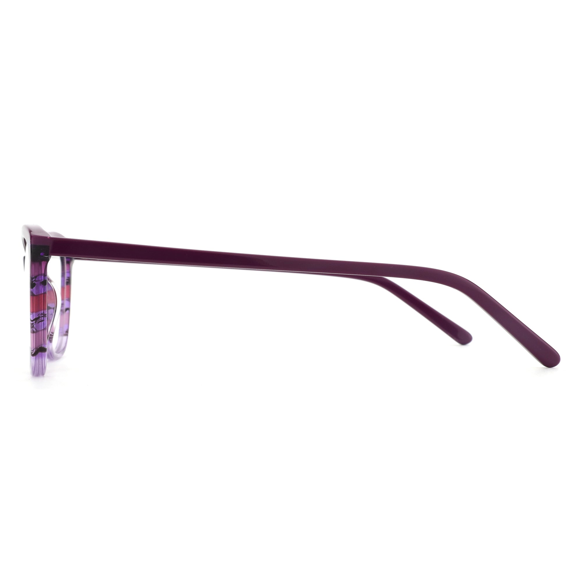 Zenottic Sphinx purple acetate fashion square eyeglasses, side view.