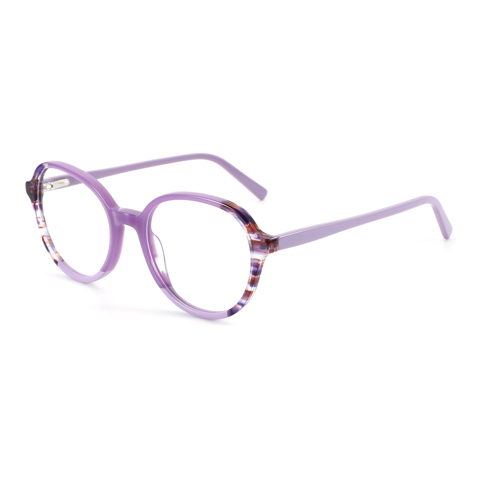 Zenottic Miraitowa purple acetate round frame eyeglasses with striped pattern