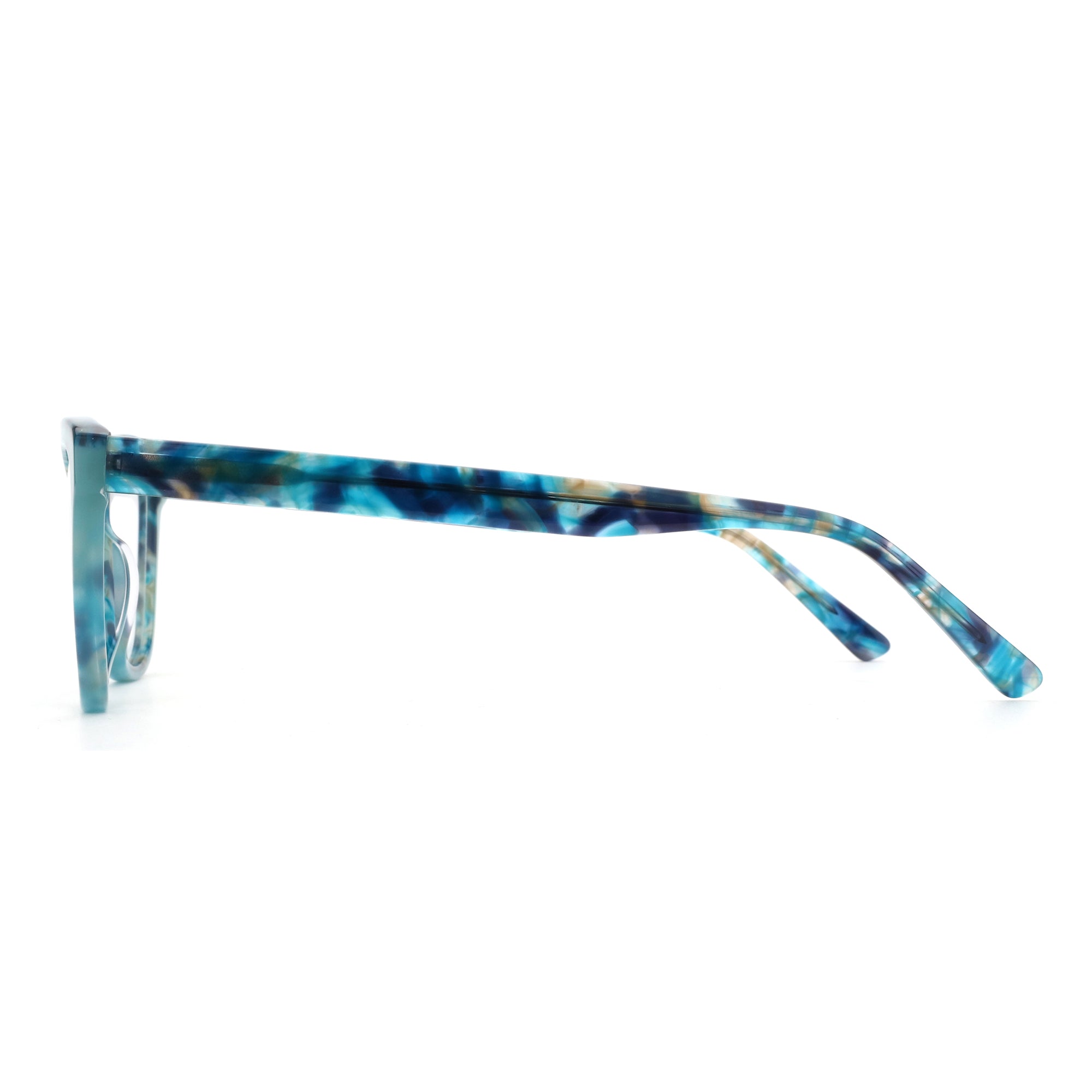 ZENOTTIC Ustinian women's cat eye eyeglasses, blue green marbled acetate frame