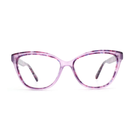Zenottic women's cat eye eyeglasses in marbled purple acetate.