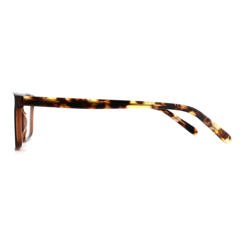 ZENOTTIC Belmode eyeglasses with tortoiseshell acetate square frame, side view.