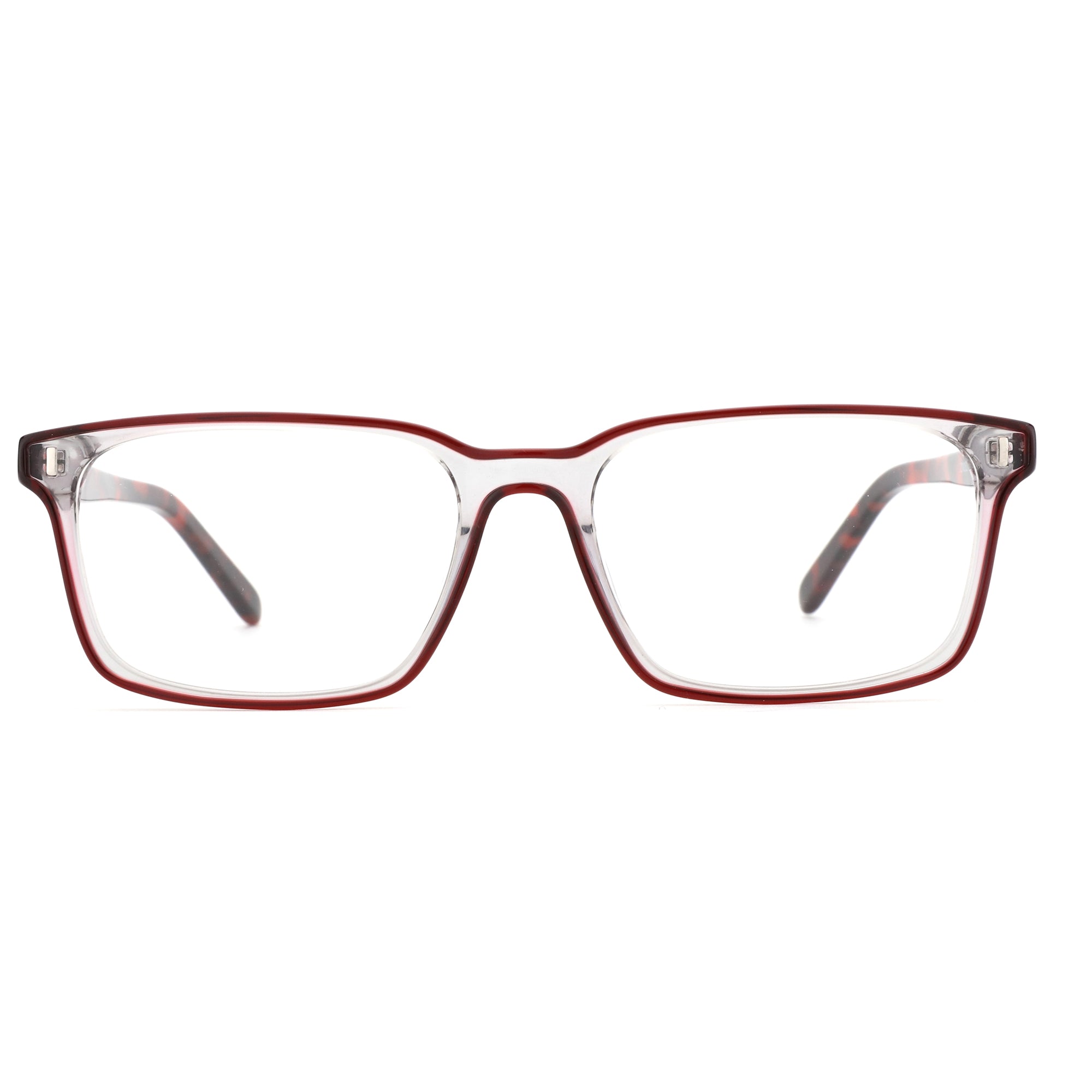 Zenottic Belmode eyeglasses: red acetate square frame, tortoise shell temples