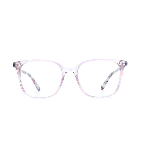 ZENOTTIC Poundba square acetate eyeglasses with patterned temples and clear lenses.
