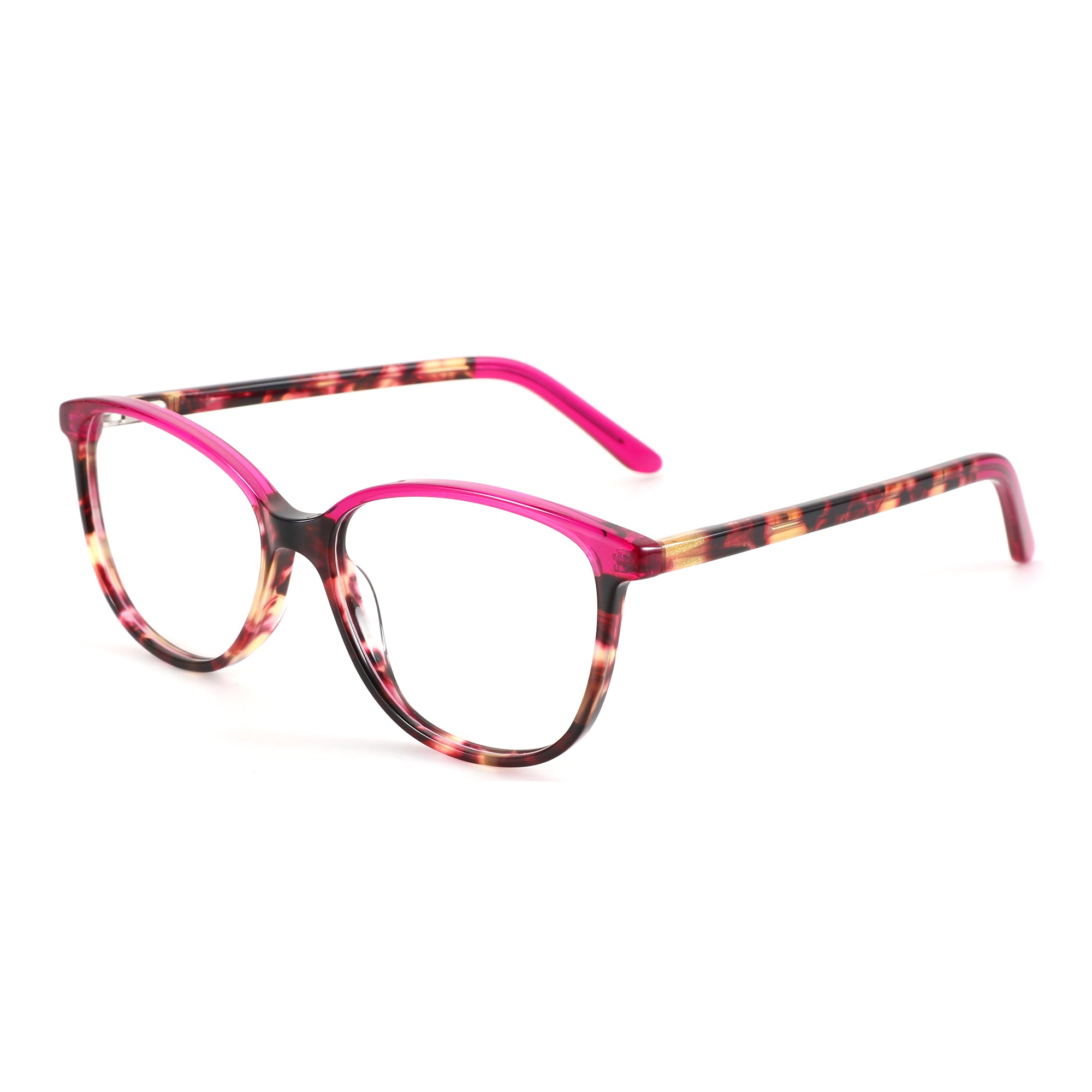 ZENOTTIC Shmily prescription eyeglasses, pink top rim, tortoise shell acetate frame.