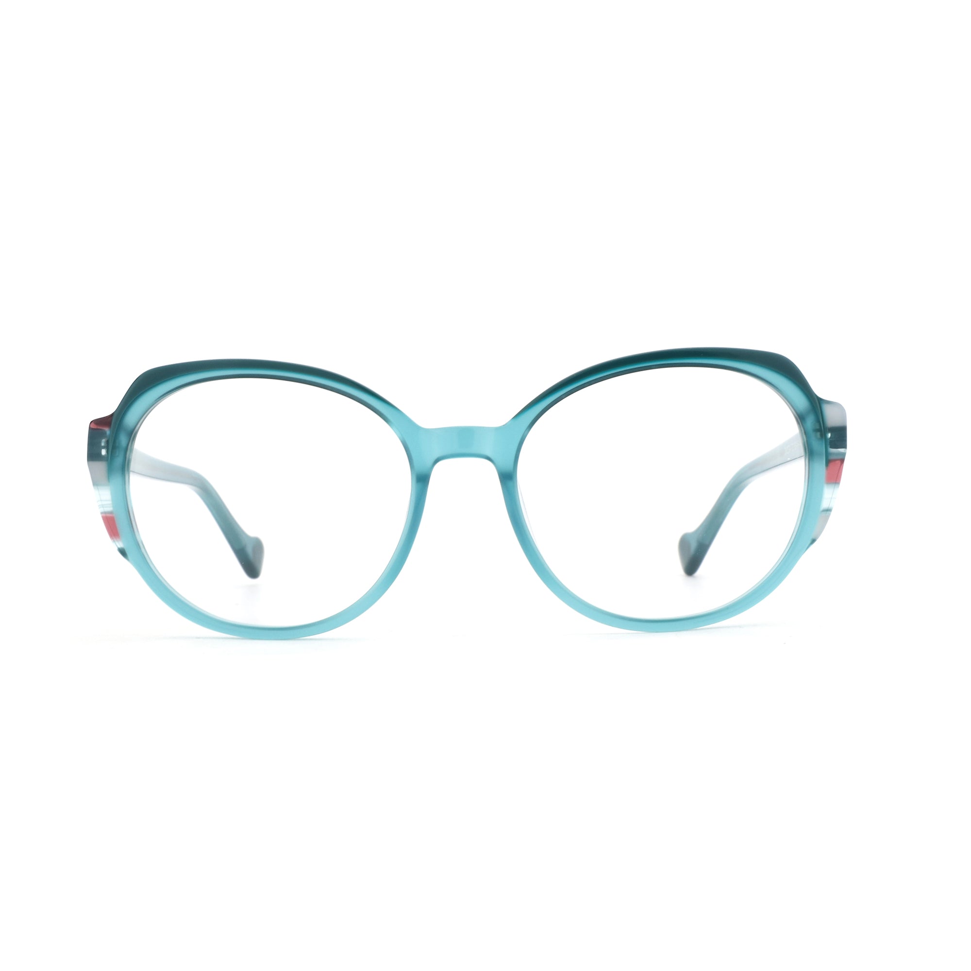 ZENOTTIC Senorita teal geometric acetate prescription frame
