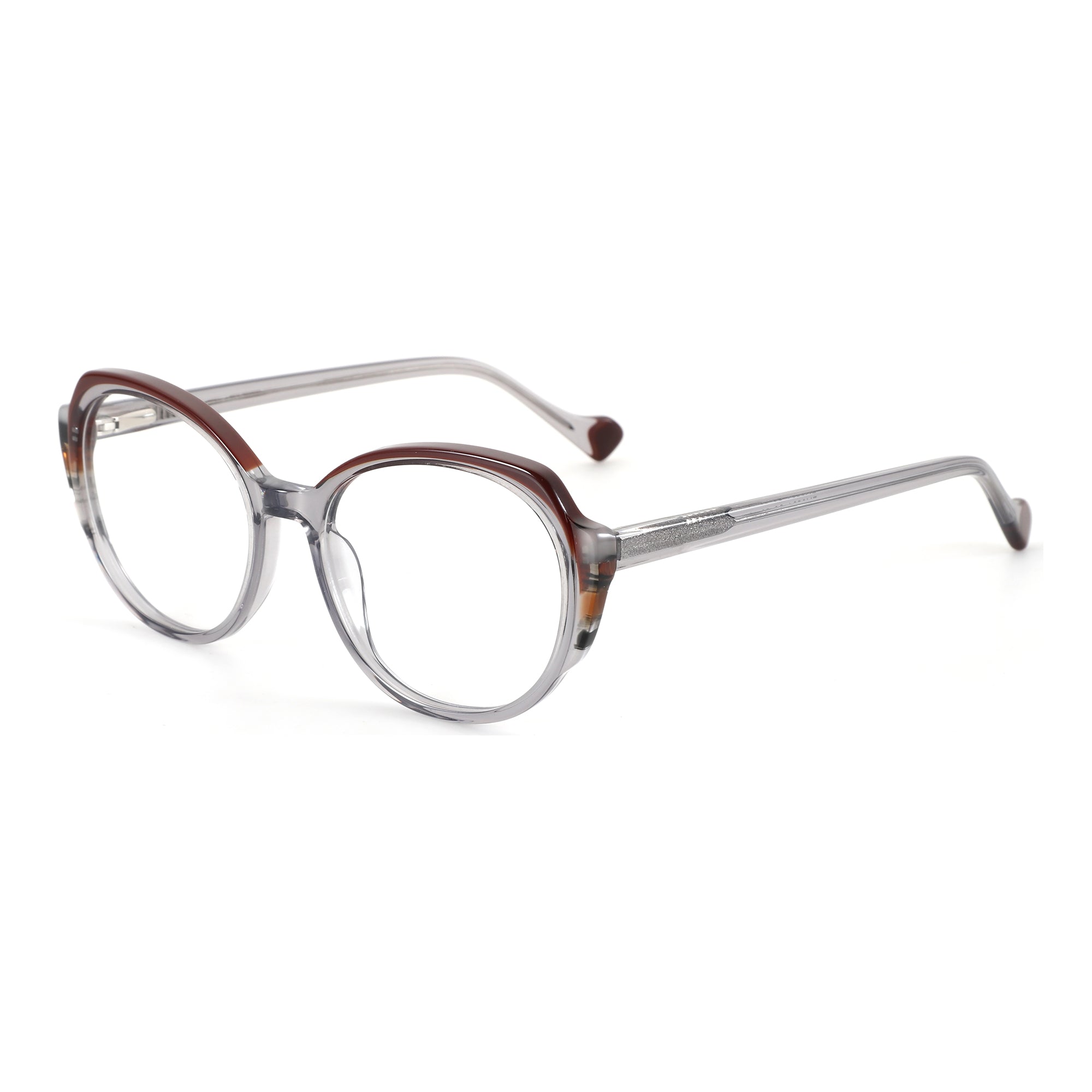 Zenottic Senorita geometric eyeglasses with acetate tortoiseshell browline.