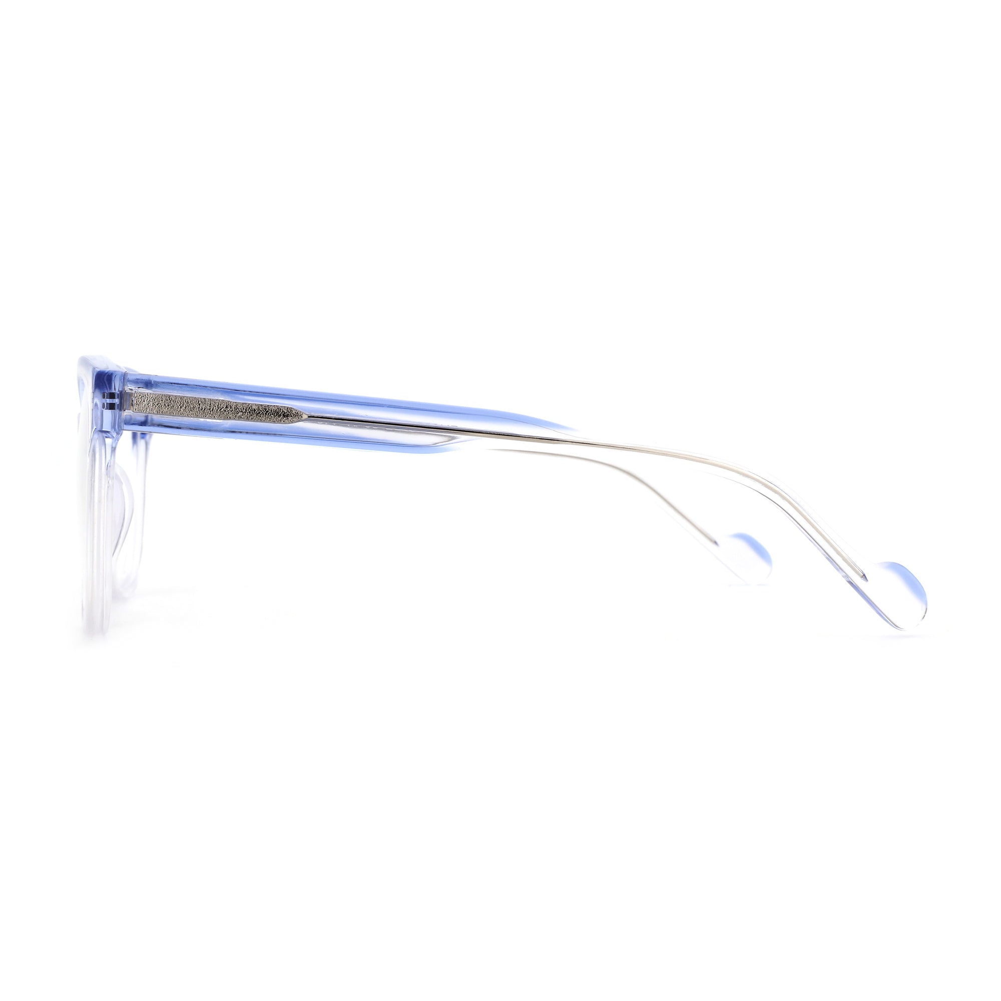 ZENOTTIC Serendipity blue acetate frame with textured silver metal temples