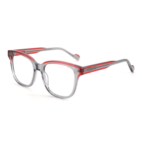 ZENOTTIC Serendipity square eyeglasses in grey acetate with red accents
