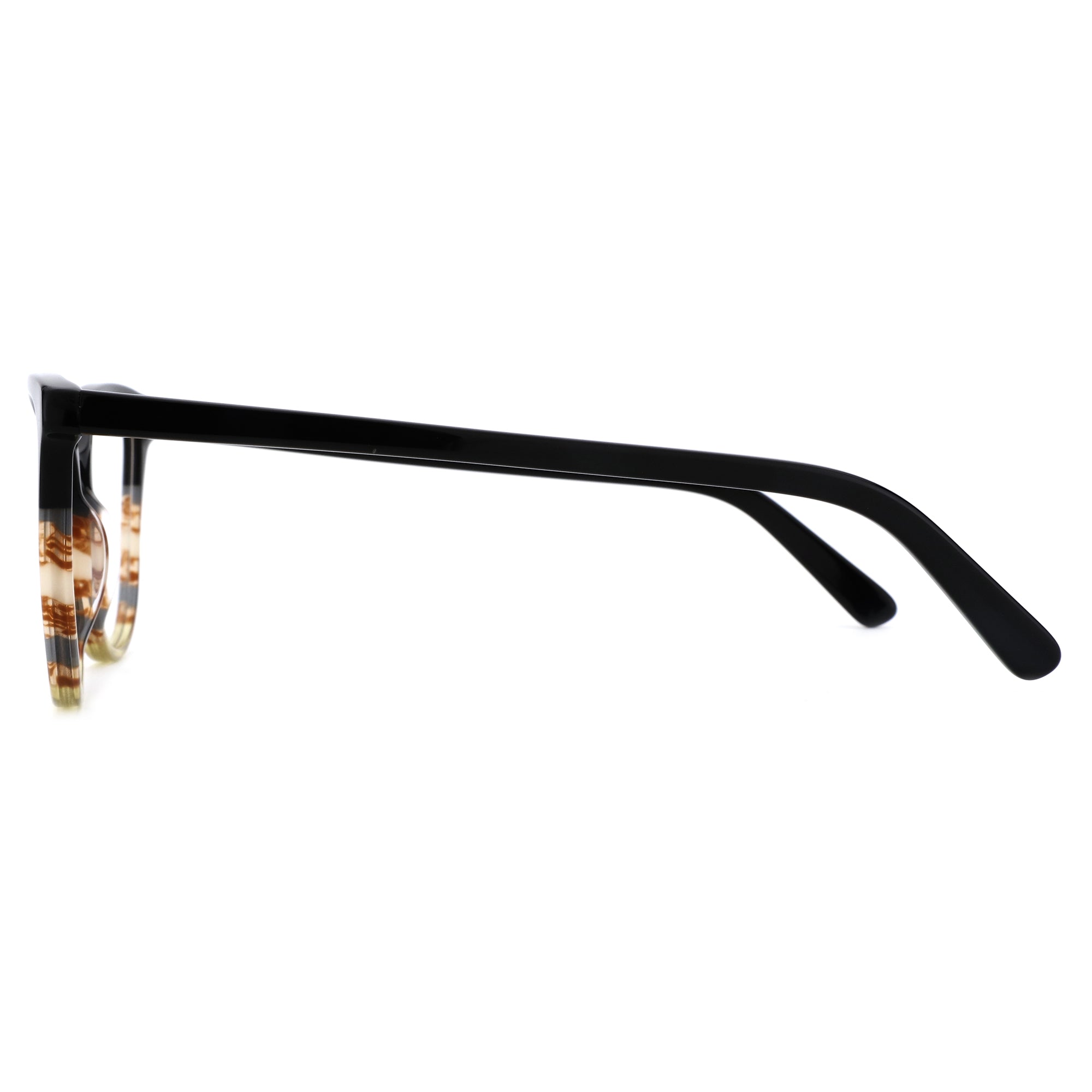 Zenottic Ensoleile square eyeglasses with black acetate frame and tortoiseshell inner detail.